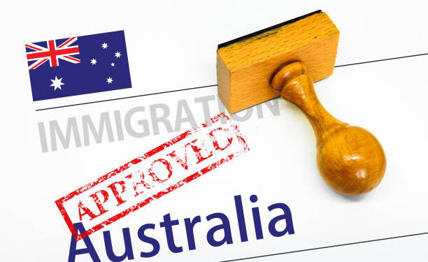 Approved Immigration Australia application form with rubber stamp