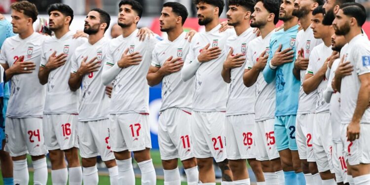 Iran players line up for anthem prior to during a FIFA Men’s World Cup 2026 Group Stage football match between Belgium and Iran at Los Angeles Stadium, in Inglewood on June 21th 2026 (Photo by Nayra Halm/SPP) (Photo by Nayra Halm/SPP/Sipa USA)