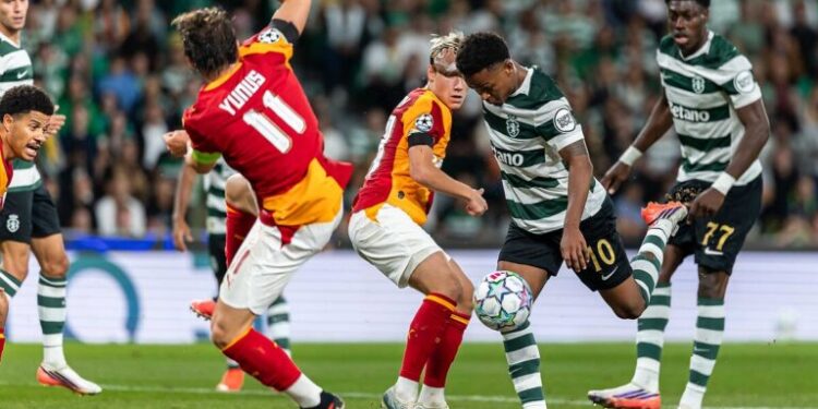 September 9, 2026, Lisbon, Lisbon, Portugal: Geny Catamo of Sporting CP shoots to goal during the Uefa Champions League 2026-27 match between Sporting CP and Galatasaray SK at Estadio Jose Alvalade on September 9, 2026 in Lisbon, Portugal. (Credit Image: © Carlos Silva/ZUMA Press Wire)